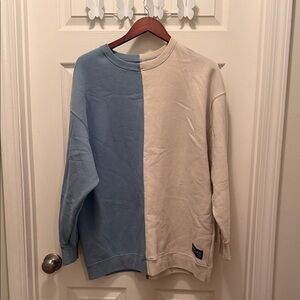 Stylish Blue and Cream Women's Sweatshirt